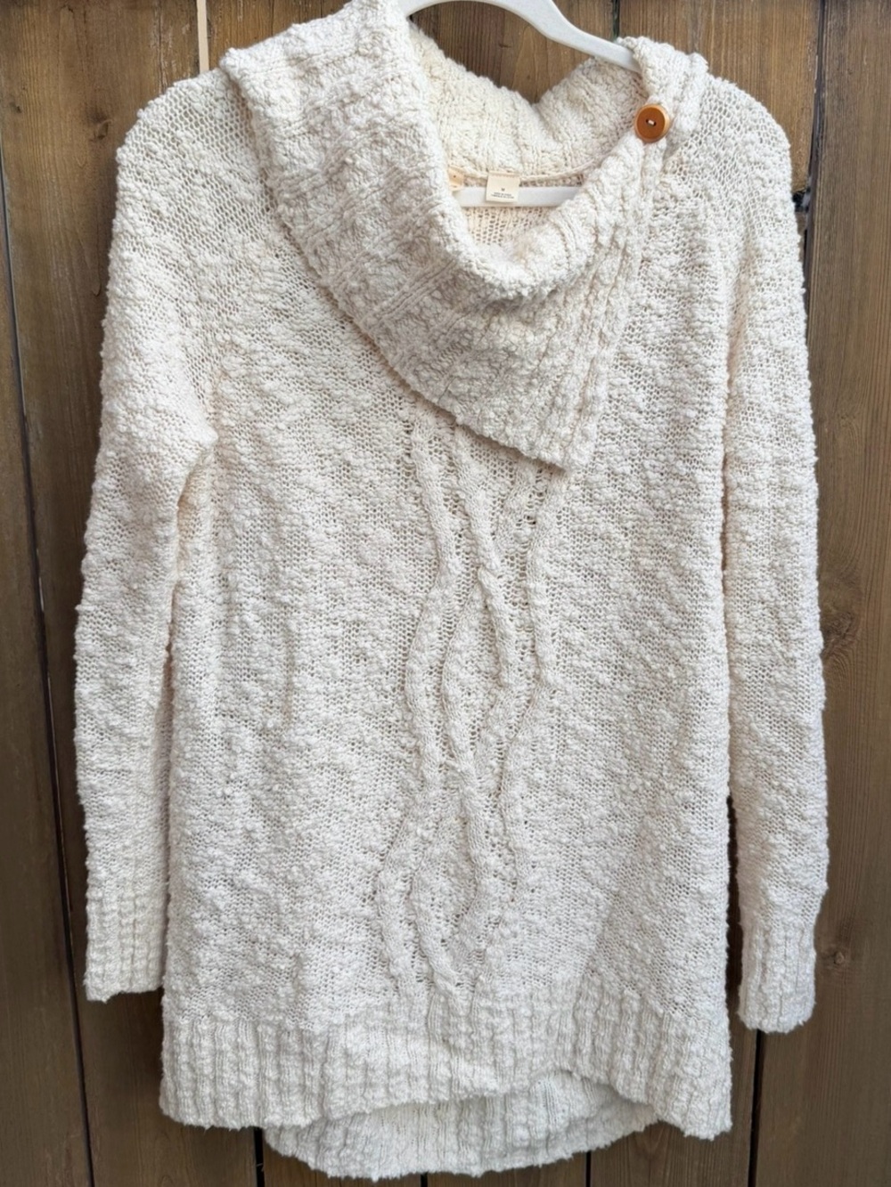 Moth Anthropologie CreamKnit Cowl Neck Sweater size M